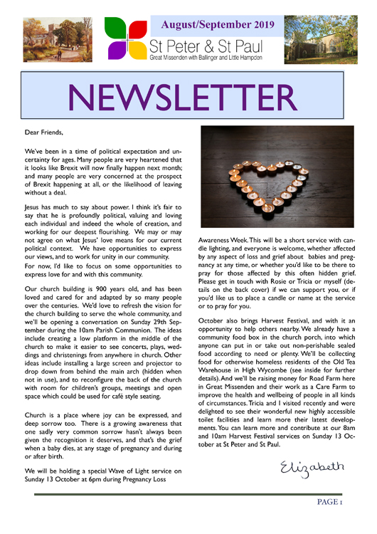 Aug Sept 2019 Newsletter cover